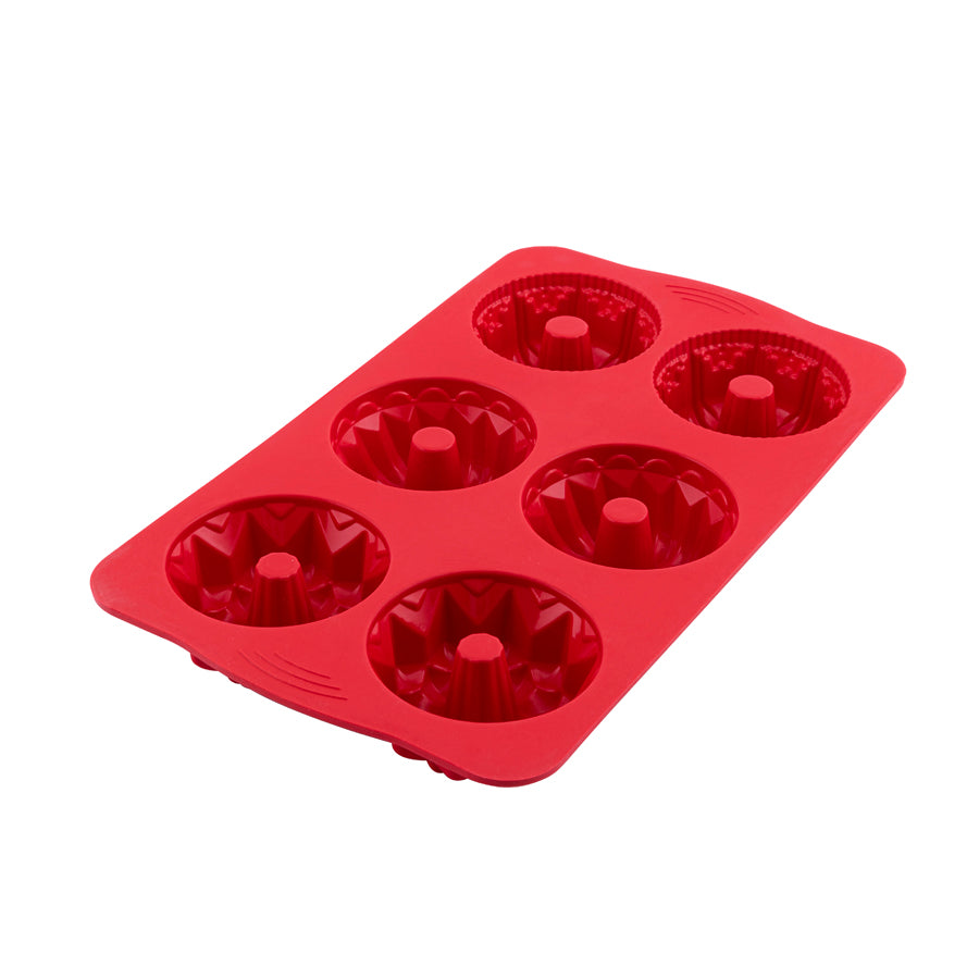 6 Piece Mixed Cake and Cookie Mold Red