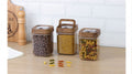 Vacuum Square Storage Jar Wooden 3 Pcs