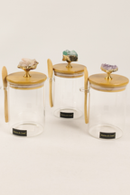 Crystal Rose Glass Spice Jar with Large Spoon