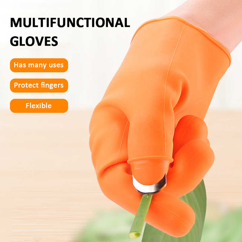 gloves with a blade for removing vegetables stems