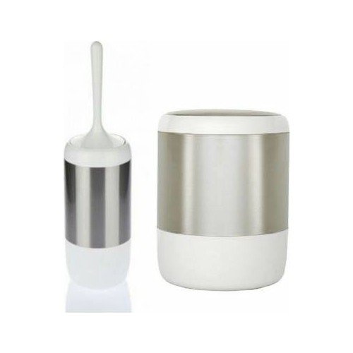 PrimanovaTrash Bin With swinging cover and Toilet Brush White color