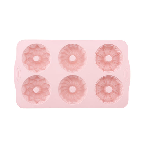 6 Piece Mixed Cake and Cookie Mold Soft Pink