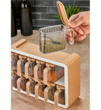 Spice Jar with Holder, 12 Pieces, Brown