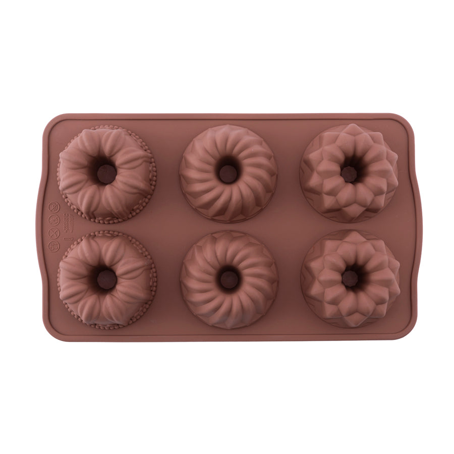 6 Piece Mixed Cake and Cookie Mold Color Brown
