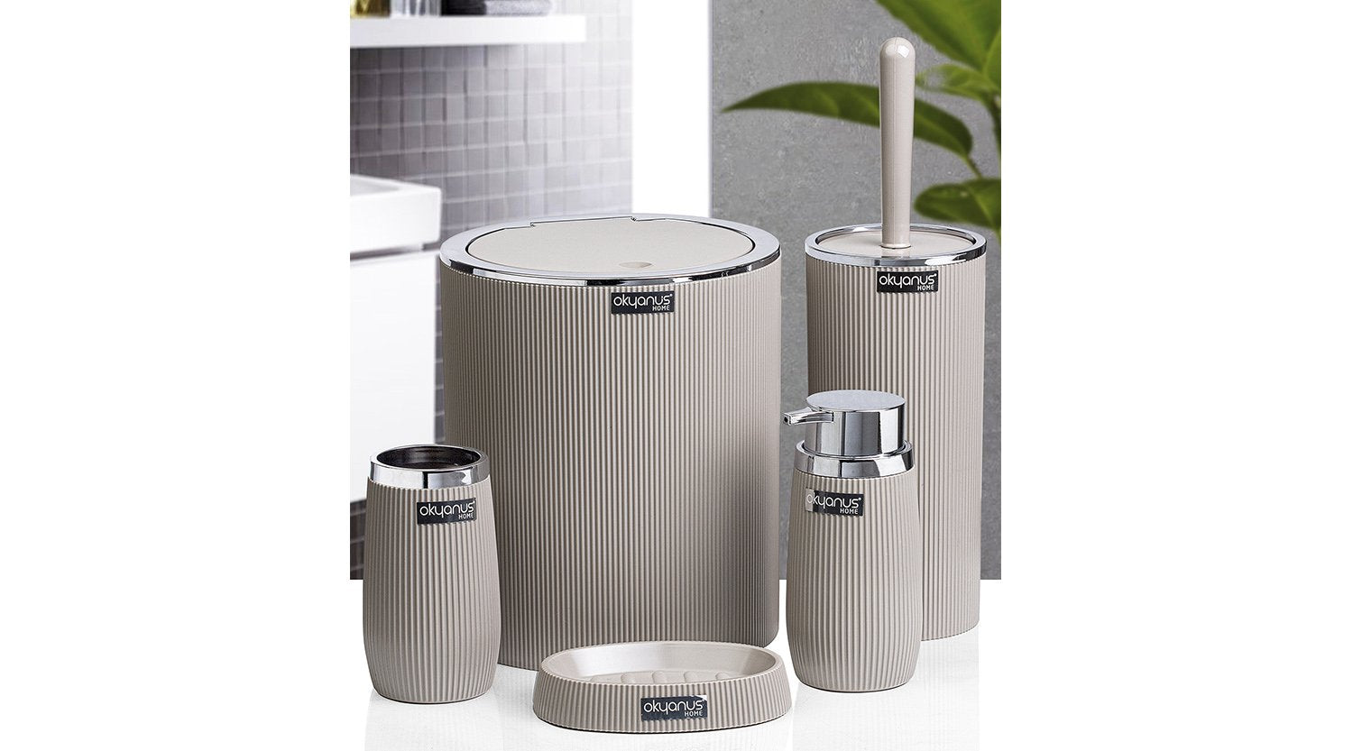 5-piece bathroom set, brass brown
