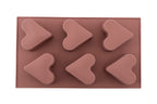 6-Piece Heart Cake and Cookie Mold Color Brown