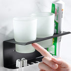 Toothbrush & Toothpaste Holder with Tumbler Stainless 304 double (Black)