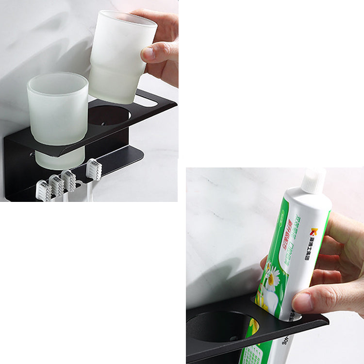 Toothbrush & Toothpaste Holder with Tumbler Stainless 304 double (Black)