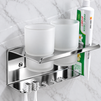 Toothbrush & Toothpaste Holder with Tumbler Stainless 304 double