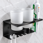 Toothbrush & Toothpaste Holder with Tumbler Stainless 304 double (Black)
