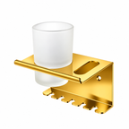 Toothbrush & Toothpaste Holder with Tumbler Stainless 304 Gold