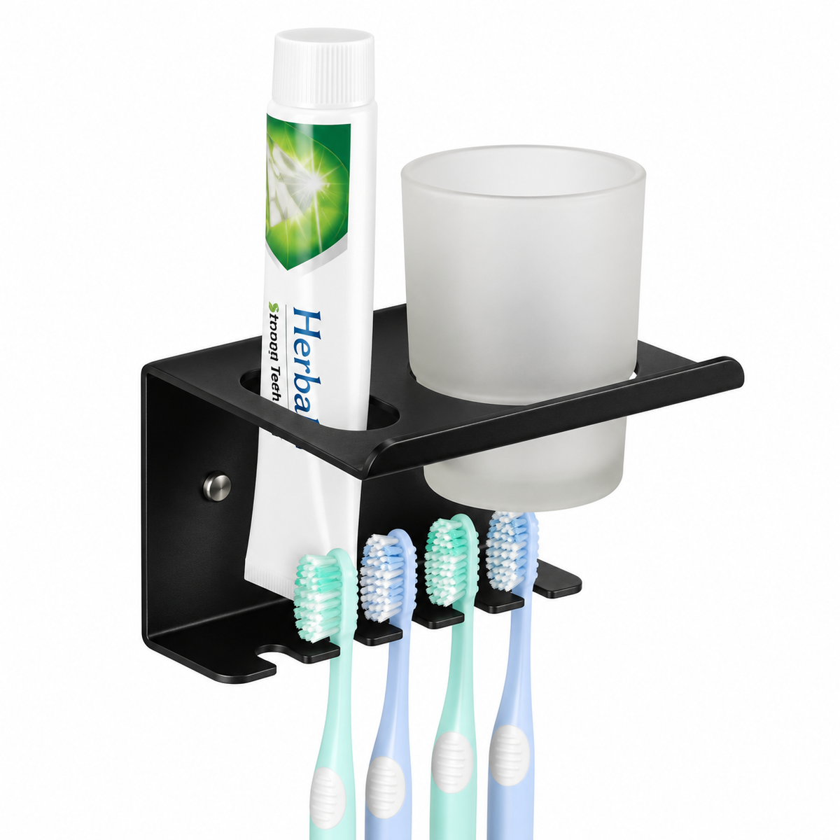 Toothbrush & Toothpaste Holder with Tumbler Stainless 304 (Black)