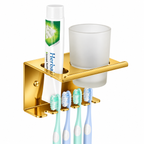 Toothbrush & Toothpaste Holder with Tumbler Stainless 304 Gold