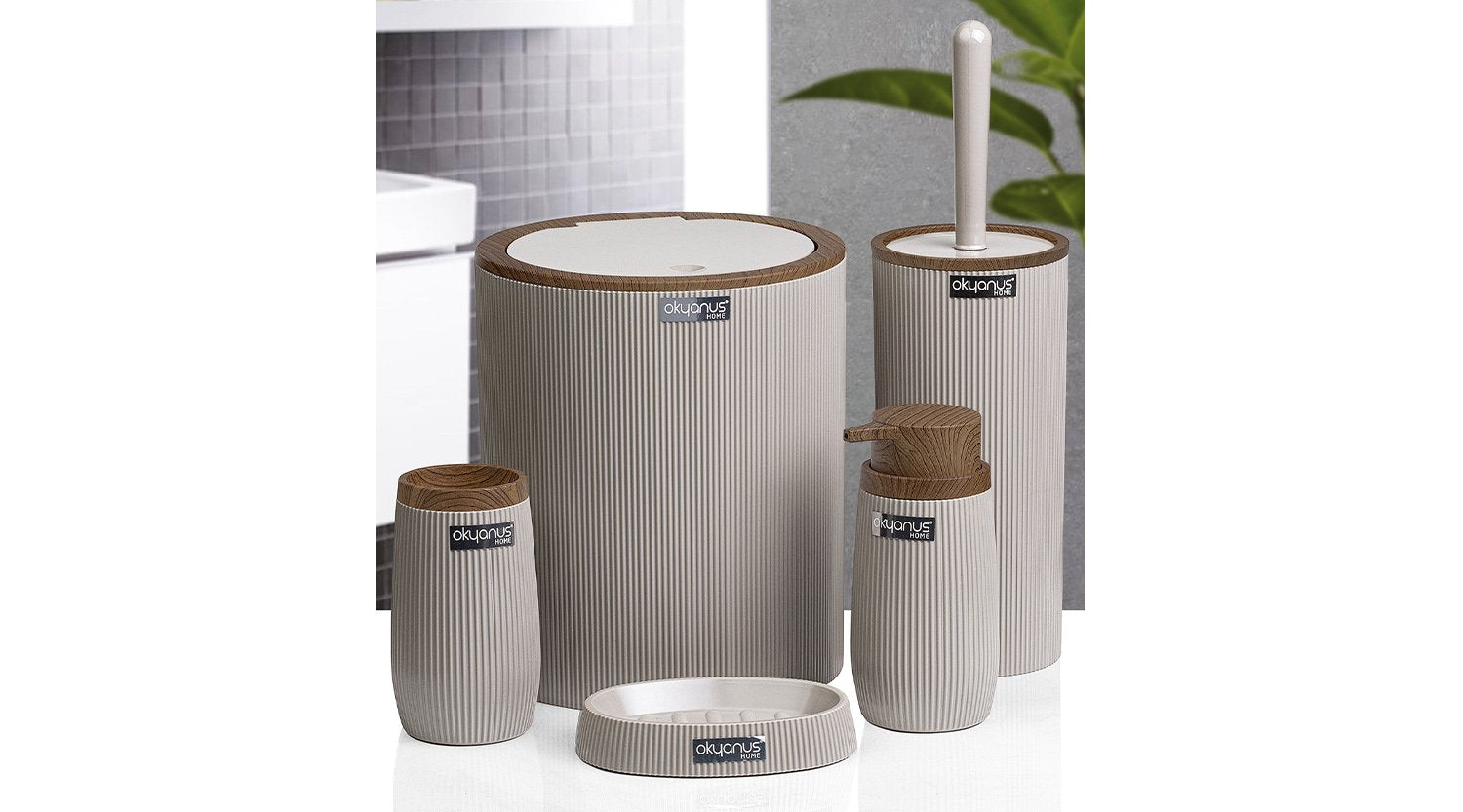 5-piece bathroom set, brass brown