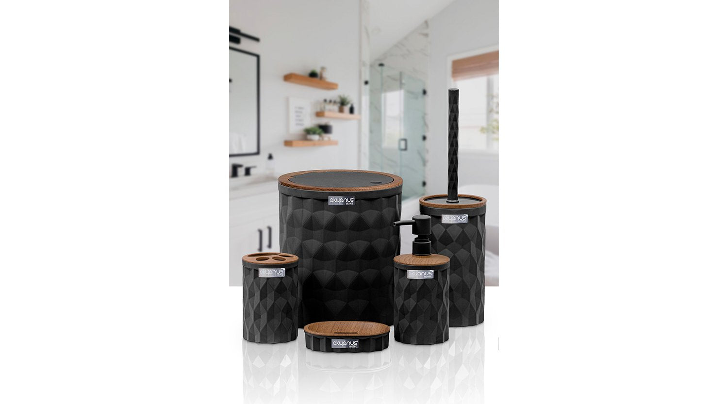 Black bathroom set 5 pieces