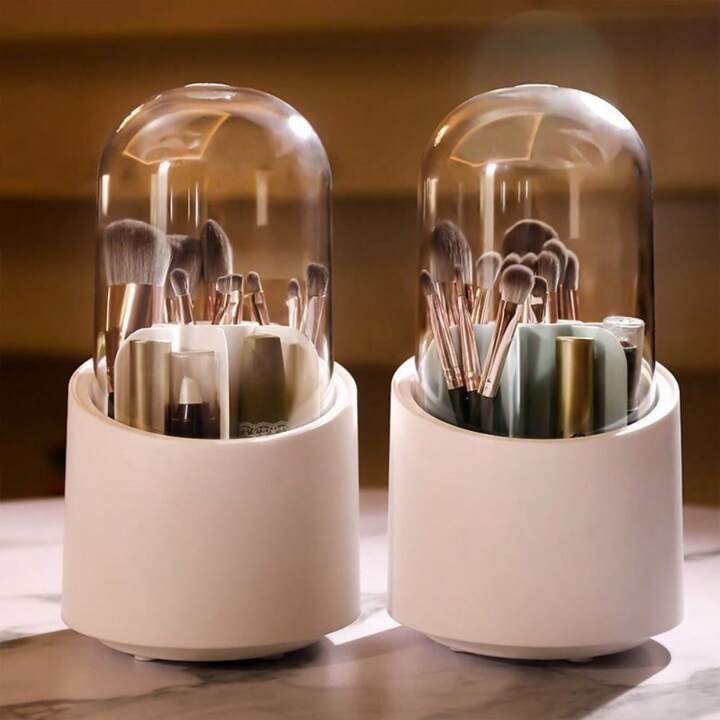360° rotating makeup brush organizer