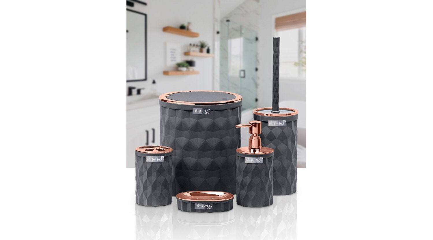Gray bathroom set 5 pieces