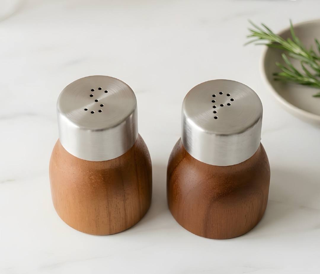 Round Wooden Salt Shaker Set