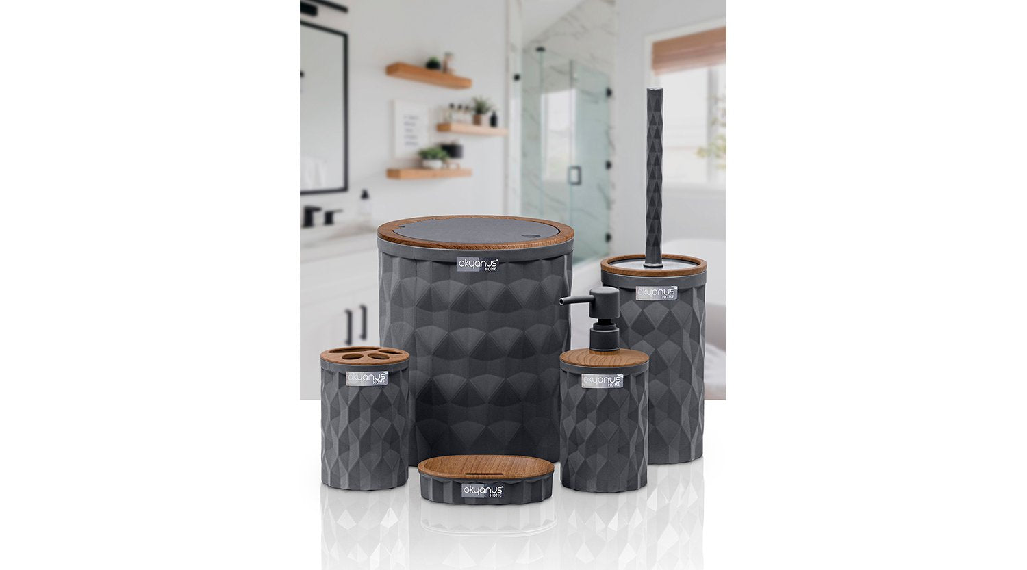 Gray bathroom set 5 pieces
