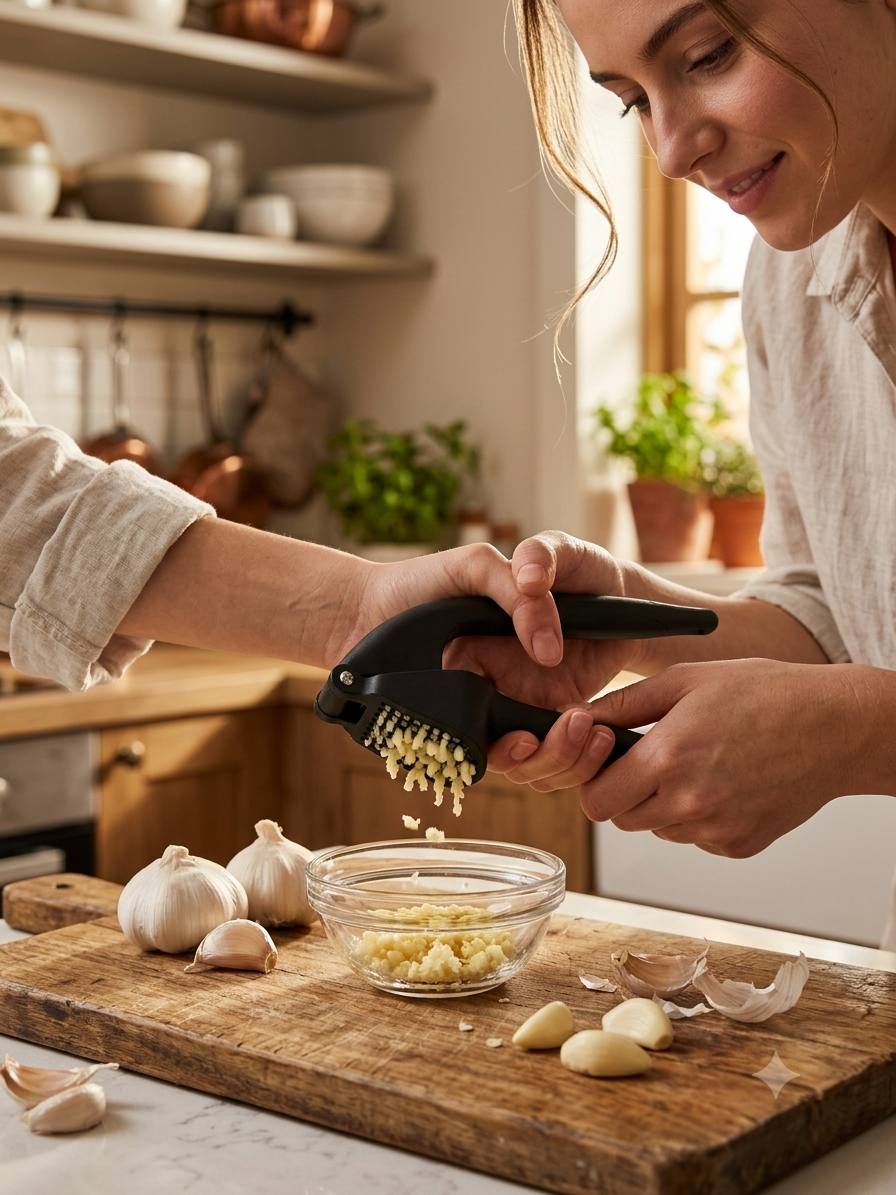 Metal Garlic Press – Black