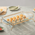 Borcam Rectangular Oven Dish with Gold Stand - 40x25cm