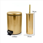 Trash stainless 304 Bin 5L soft closingWith and Toilet Brush gold color