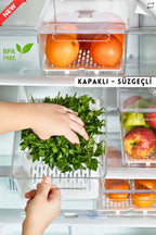 refrigerator organizer with cover