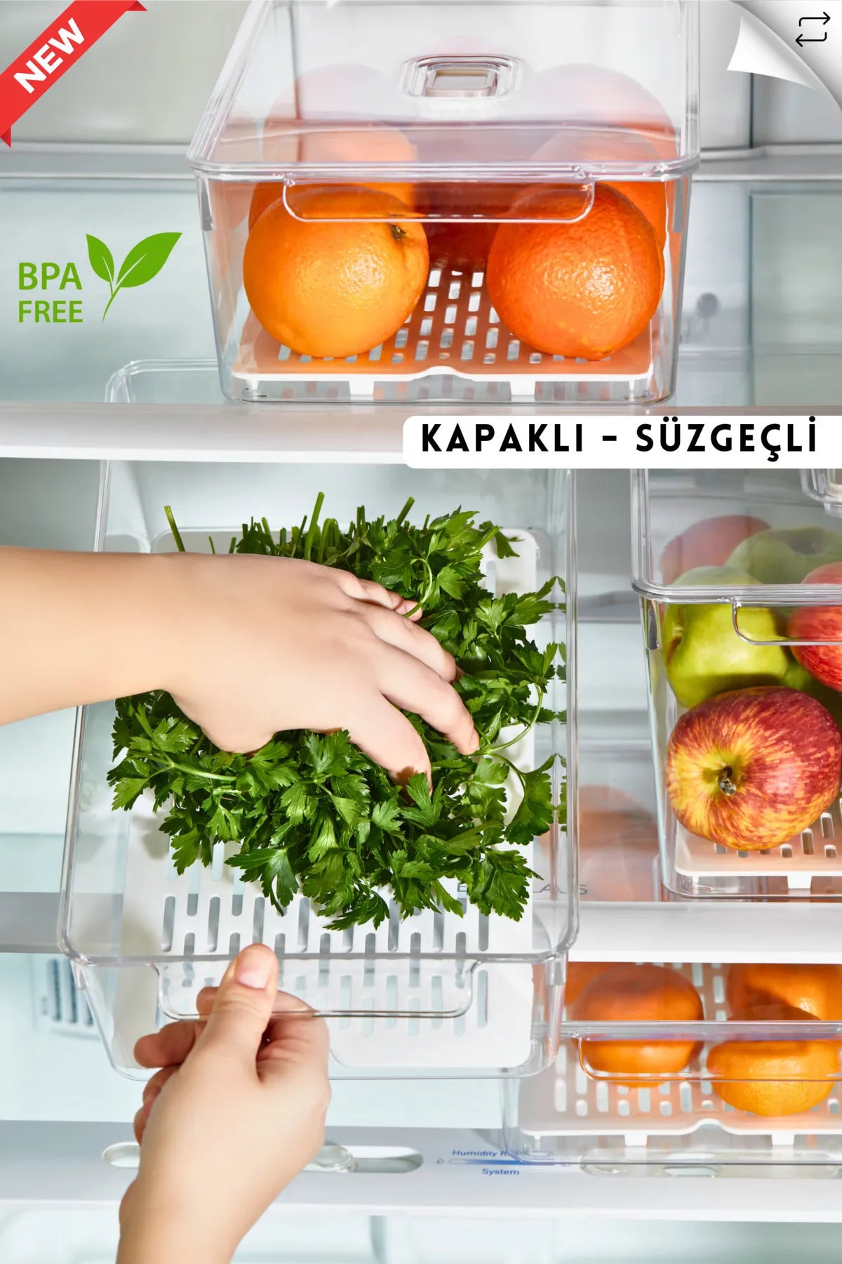 refrigerator organizer with cover