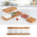 Acrylic Spices set of 4 pieces with wooden cover and Acrylic spoons