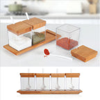 Acrylic Spices set of 4 pieces with wooden cover and Acrylic spoons