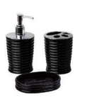 3-pieces bathroom set silver/black