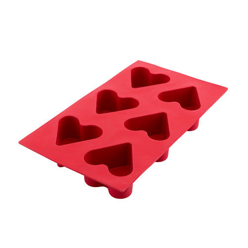 6-Piece Heart Cake and Cookie Mold Color Red
