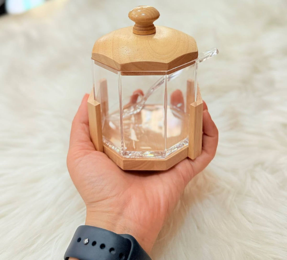 Hexagonal Acrylic Sugar Bowl