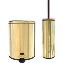 Golden stainless steel basket and brush set