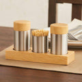 Salt Shaker Set with Wooden Base