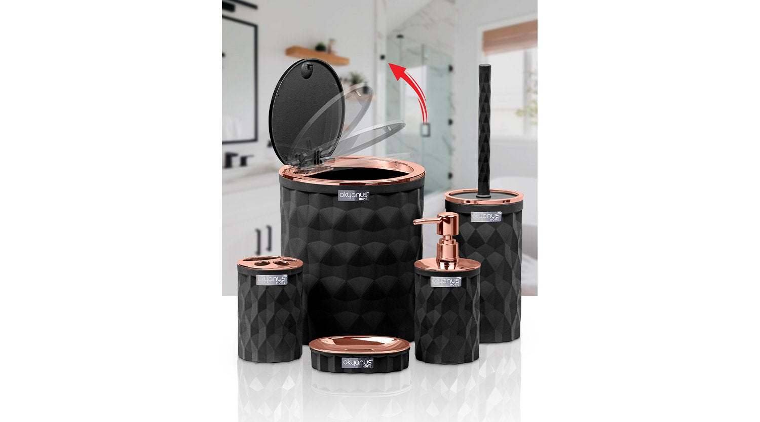 Black bathroom set 5 piece