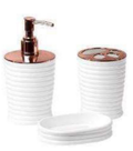 3-piece bathroom set, brass / white
