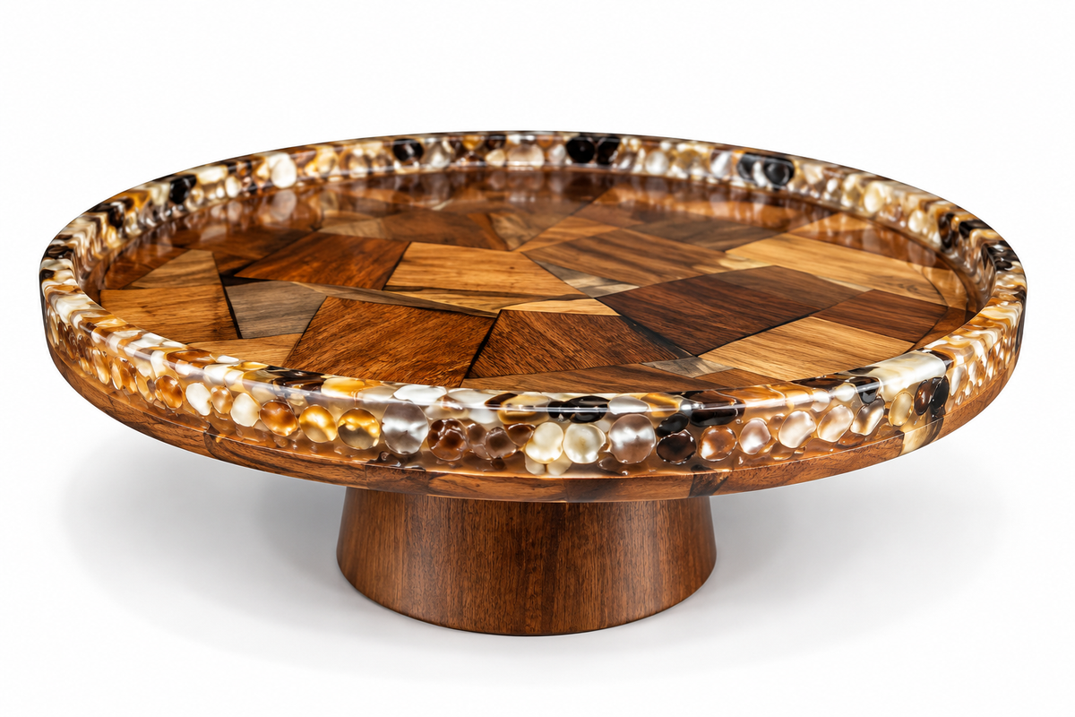 Epoxy Resin Wood Plate – Flat, with Base