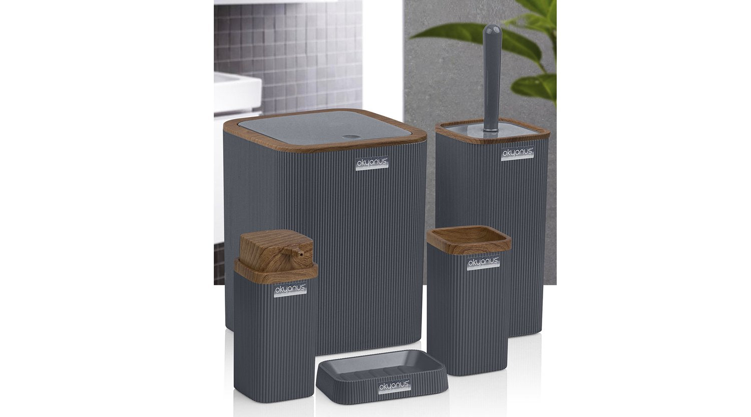 5-piece bathroom set, gray