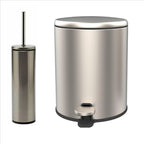 silver stainless steel basket and brush set
