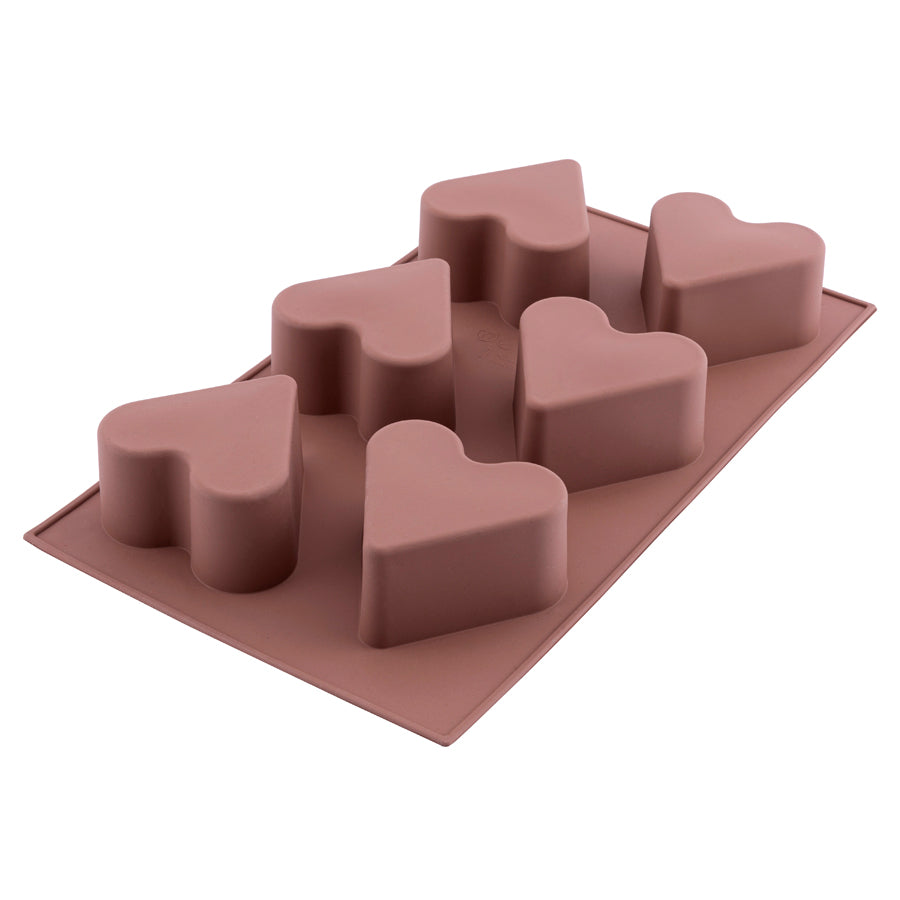 6-Piece Heart Cake and Cookie Mold Color Brown