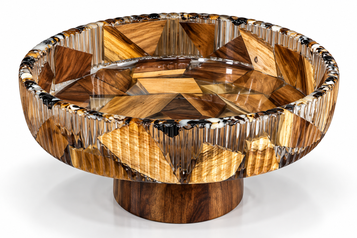 Epoxy Resin Wood Plate – Deep, with Base