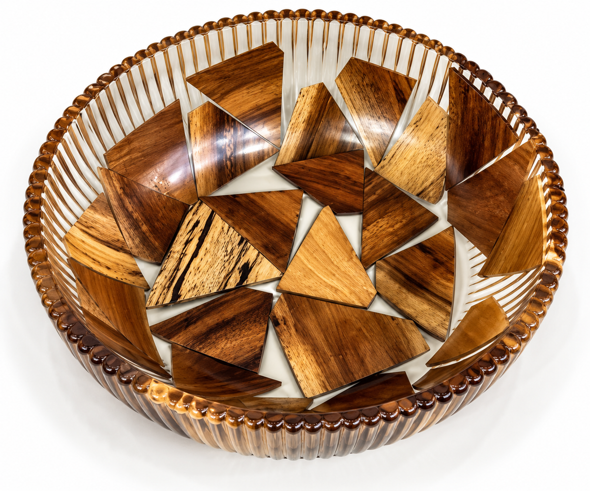 Epoxy Resin Wood Plate – Round, Deep, Large