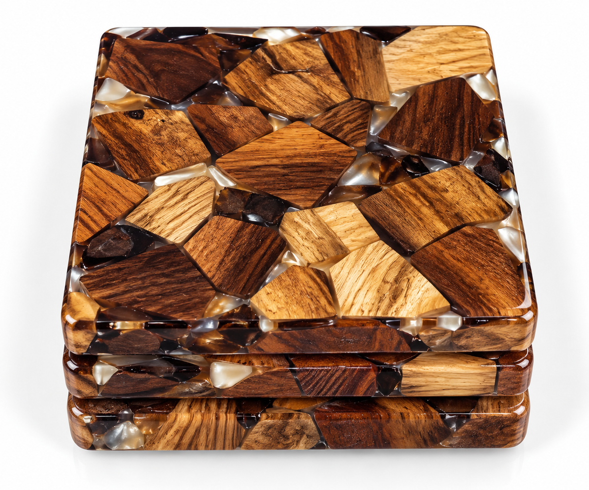 Epoxy Resin Wood Coasters – 5 Pieces