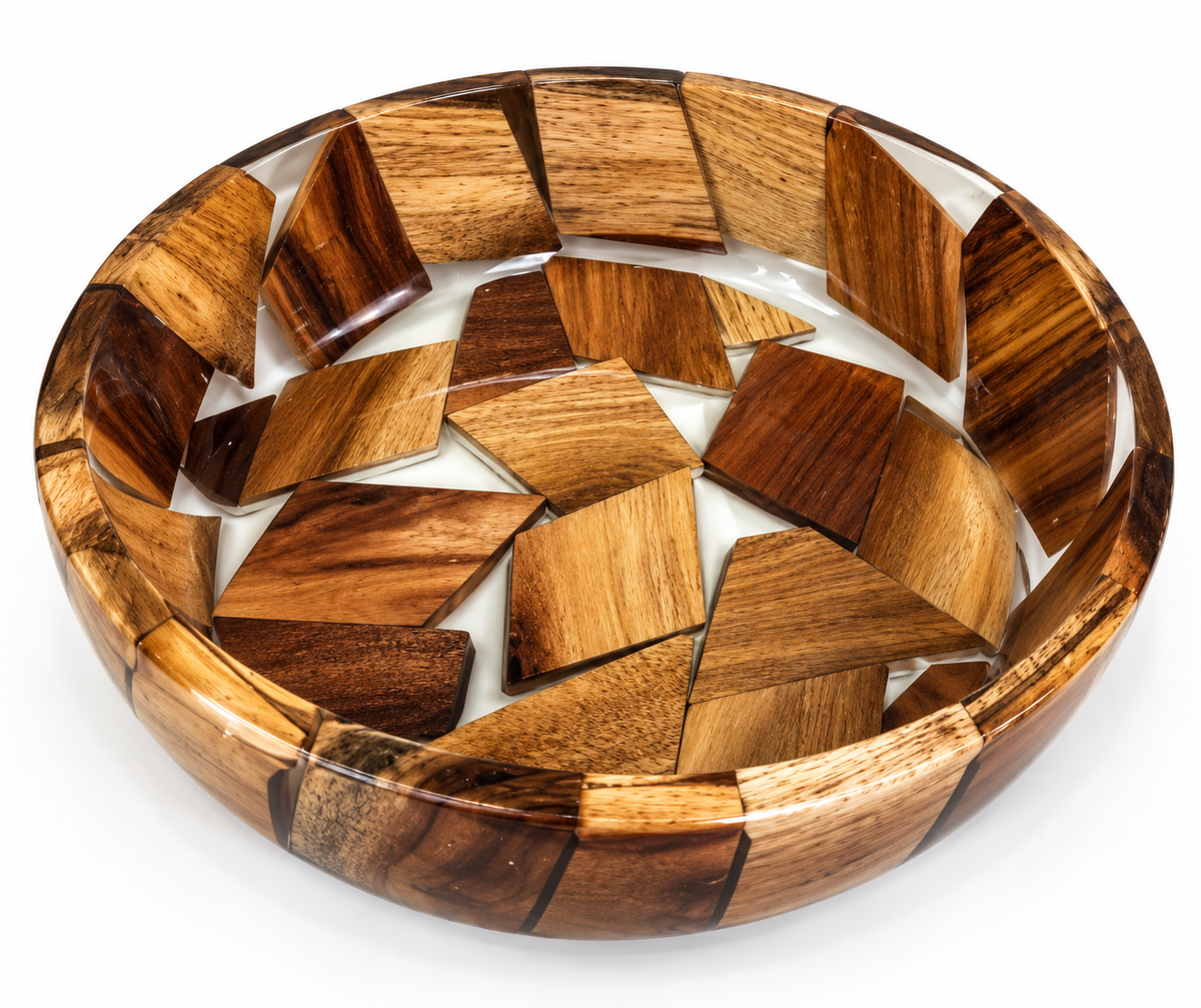 Epoxy Resin Wood Plate – Round, Deep, without Base, Large