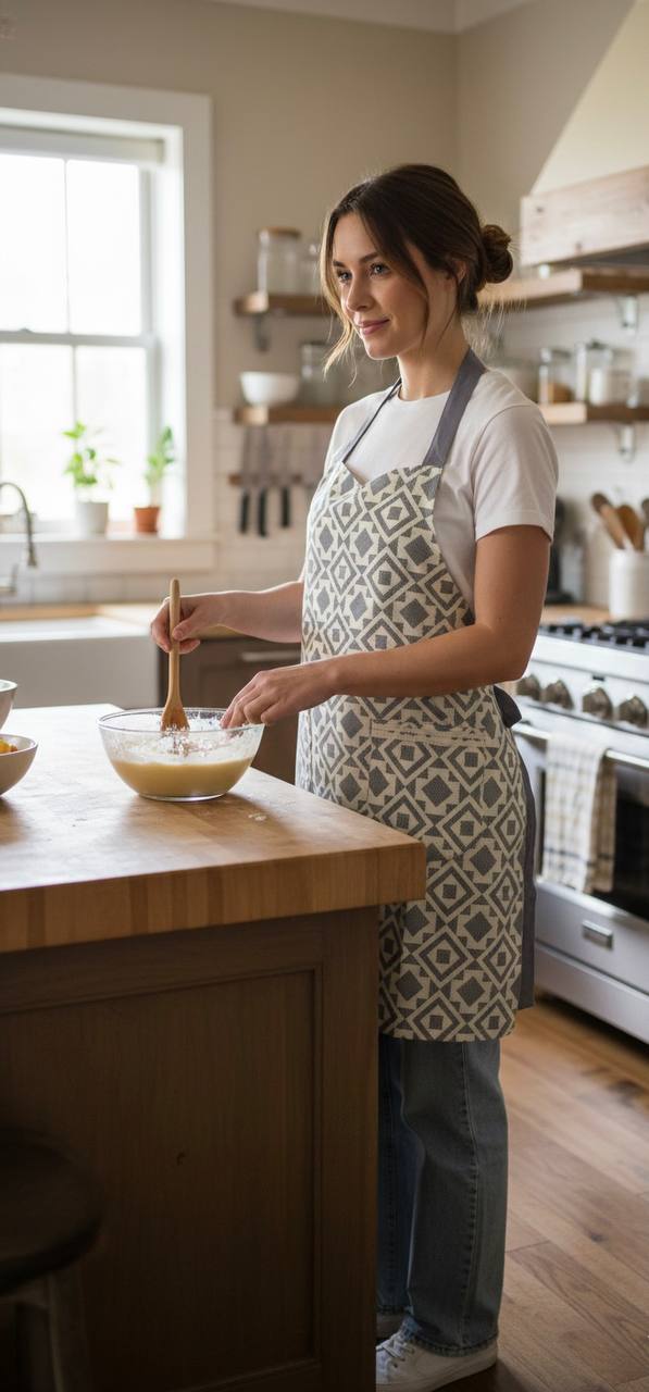 Linen Kitchen Apron – Material: Linen x Waterproof Backing