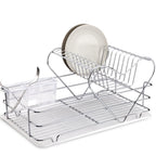 Dish Drainer Two Tiers with Cutlery and Tray / Chrome