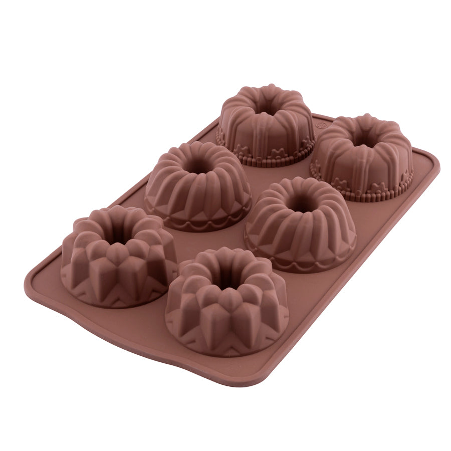 6 Piece Mixed Cake and Cookie Mold Color Brown
