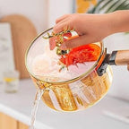 Pyrex casserole with wooden handle and lid with gazelle handle