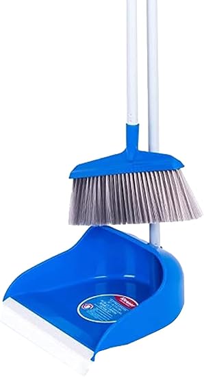 Broom and Dustpan Set Size: 26cm width and 25cm deep TPR dustpan edge 75mm bristle 75cm metal handle